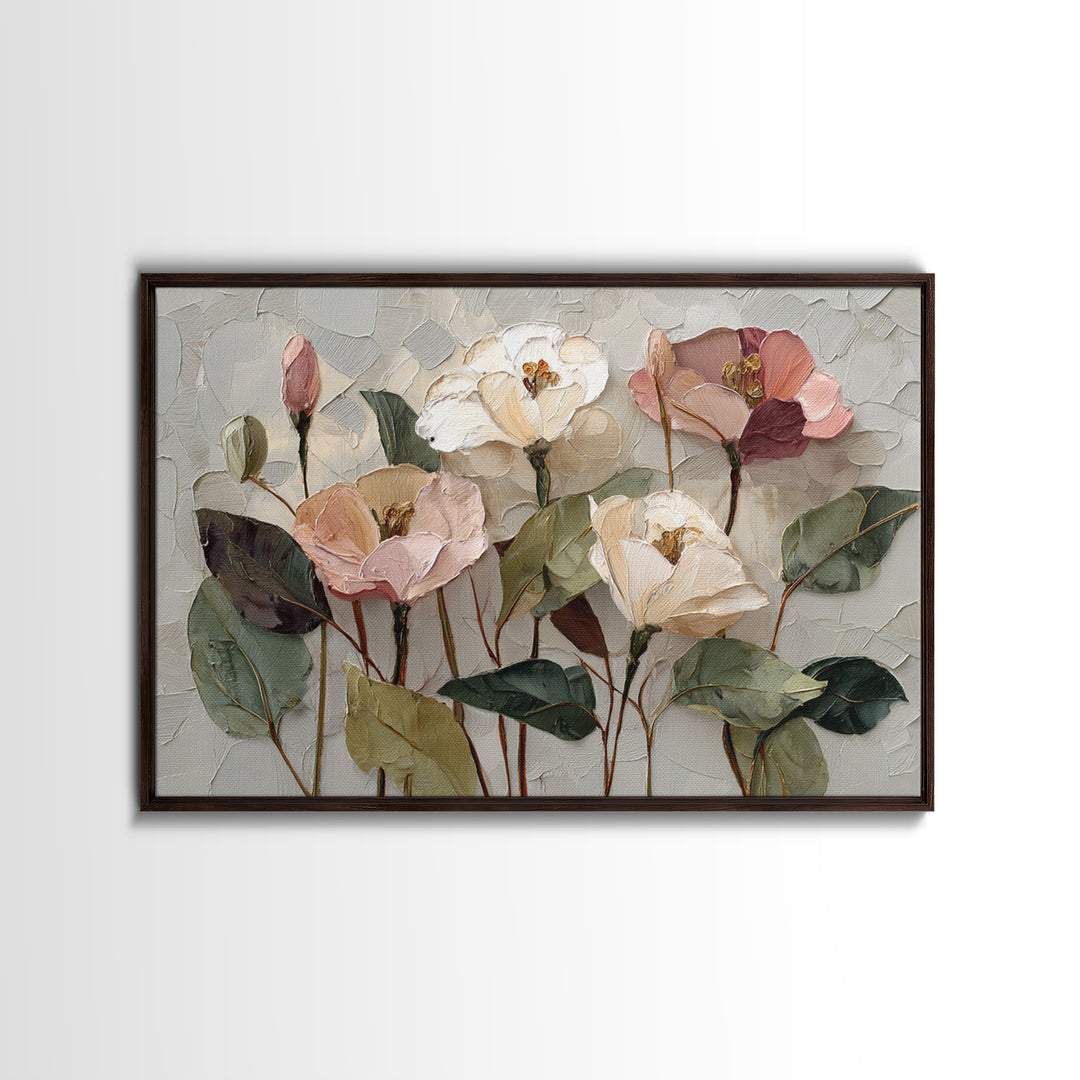 Gentle Botanical Line Drawing Trio Framed Canvas Print, Guest Bedroom Art, Digital Print, Bedroom Decor, Oil Painting, Guest, GBA-3x2-10
