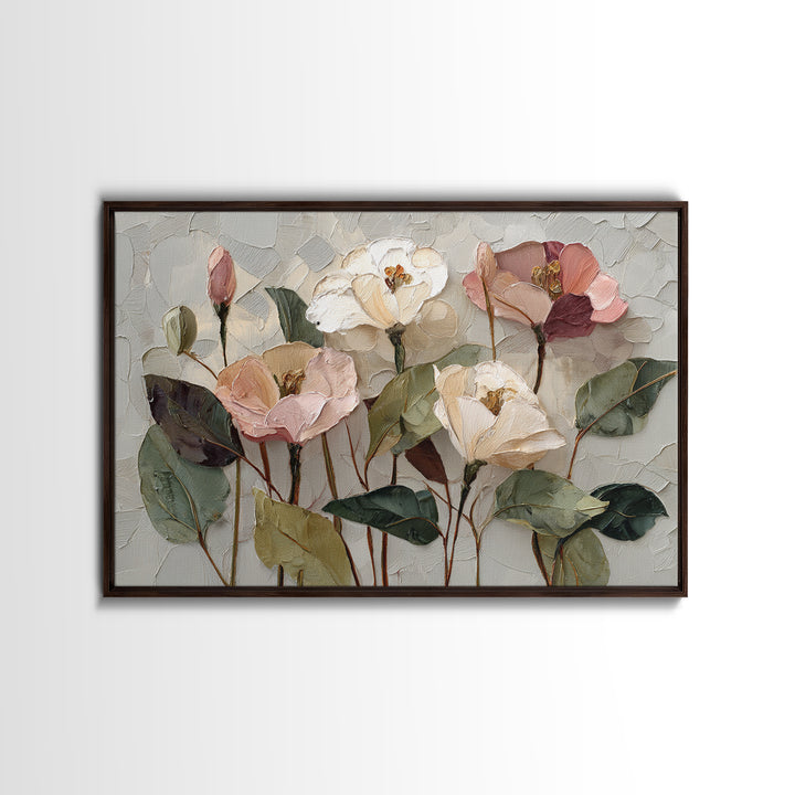 Gentle Botanical Line Drawing Trio Framed Canvas Print, Guest Bedroom Art, Digital Print, Bedroom Decor, Oil Painting, Guest, GBA-3x2-10