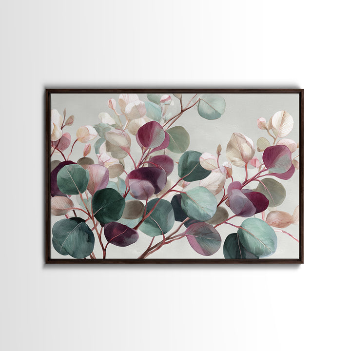 Calming Eucalyptus Watercolor Branches Framed Canvas Print, Guest Bedroom Art, Home, Bedroom Decor, Oil Painting, Guest, GBA-3x2-14