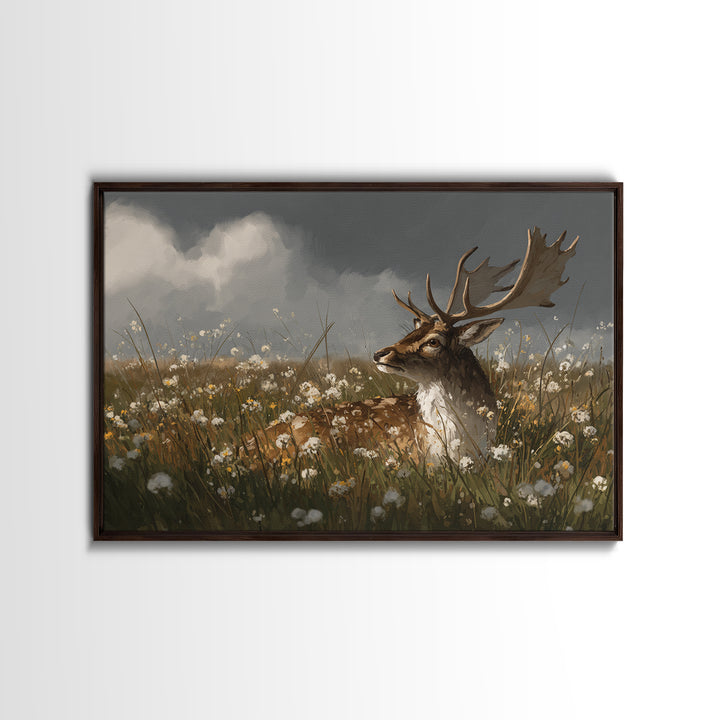 Sunlit Meadow with Delicate Flowers Framed Canvas Print, Guest Bedroom Art, Above Bed Decor, Bedroom Decor, Fine Art, Guest, GBA-3x2-19
