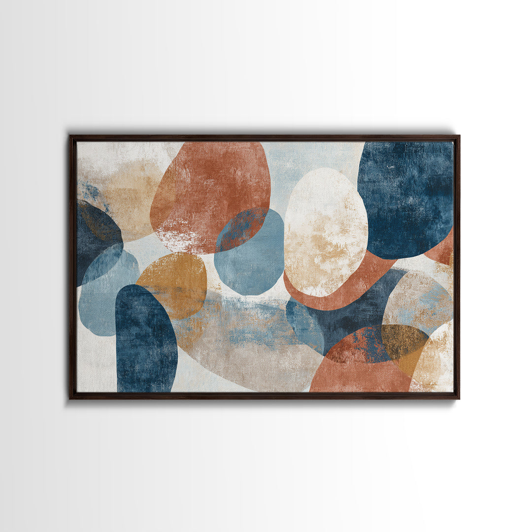 Warm Terracotta Shapes Framed Canvas Print, Guest Bedroom Art, Digital Prints, Bedroom Decor, Abstract Art, Guest, GBA-3x2-2