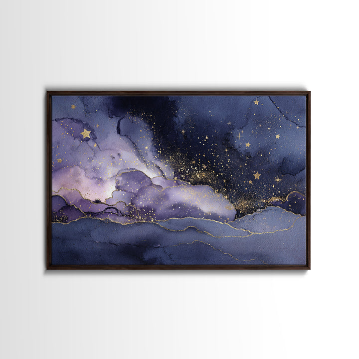 Minimal Moon and Stars Composition Framed Canvas Print, Guest Bedroom Art, Farmhouse Decor, Bedroom Decor, Fine Art, Guest, GBA-3x2-20