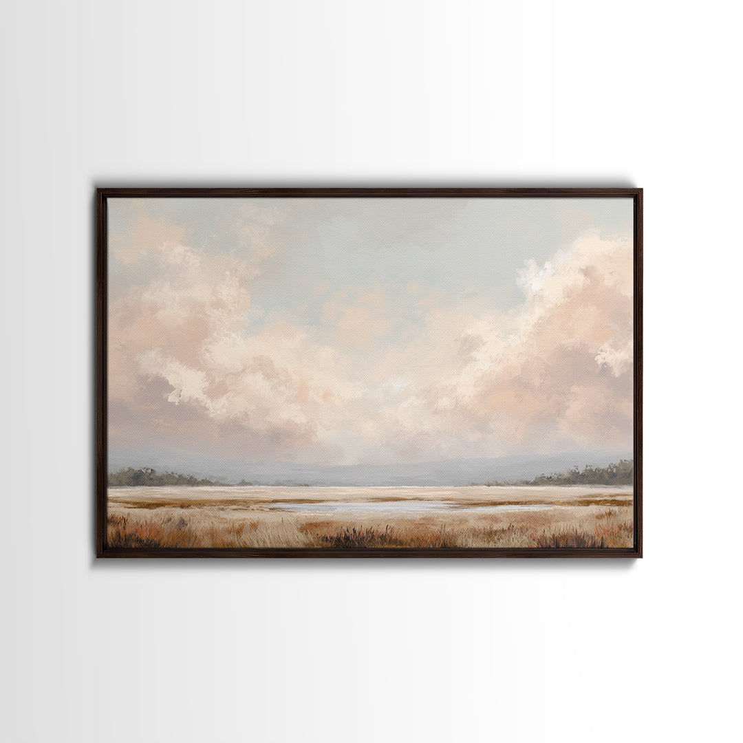 Romantic Cloudscape in Blush and Ivory Framed Canvas Print, Guest Bedroom Art, Neutral Decor, Bedroom Decor, Fine Art, Guest, GBA-3x2-39