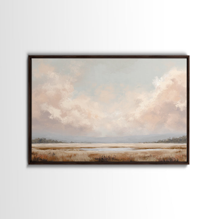 Romantic Cloudscape in Blush and Ivory Framed Canvas Print, Guest Bedroom Art, Neutral Decor, Bedroom Decor, Fine Art, Guest, GBA-3x2-39