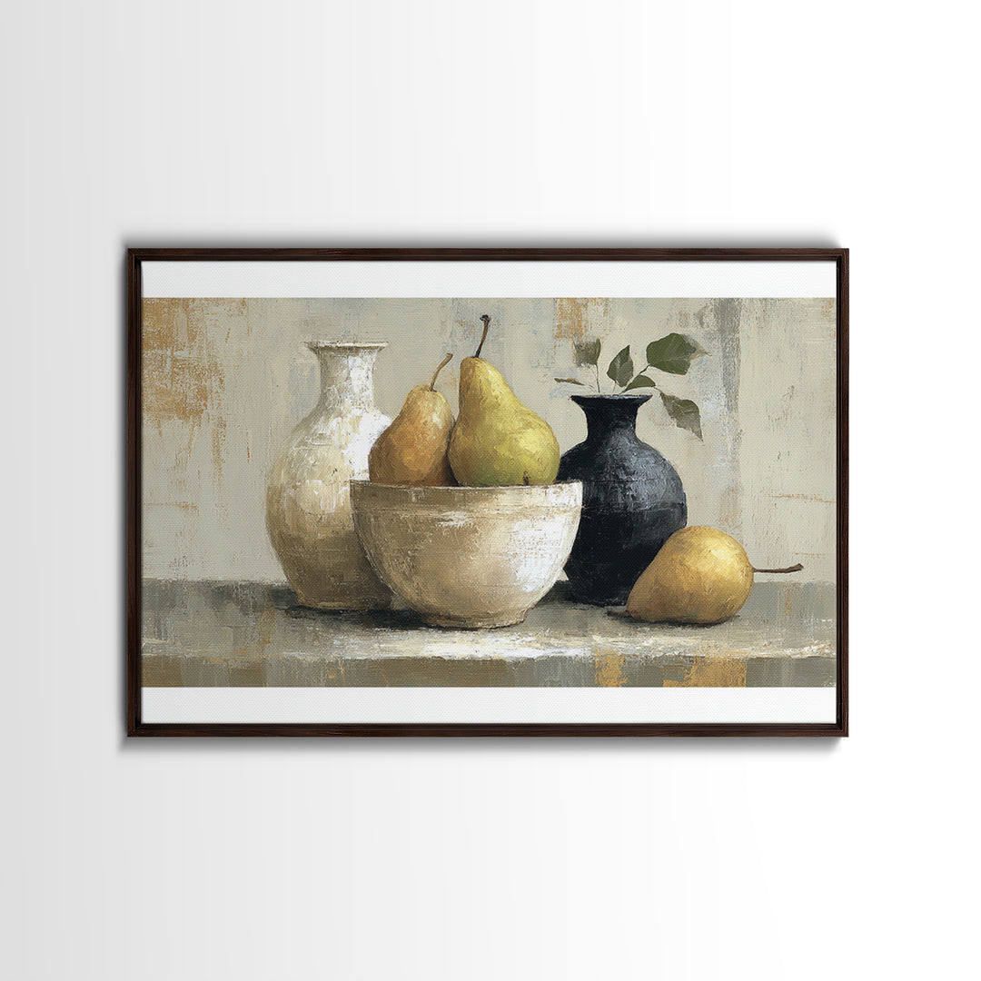 Classic Pear Still Life for Cozy Hospitality Canvas Print, Guest Bedroom Art, Cat Wall Art, Bedroom Decor, Fine Art, Guest, GBA-3x2-48