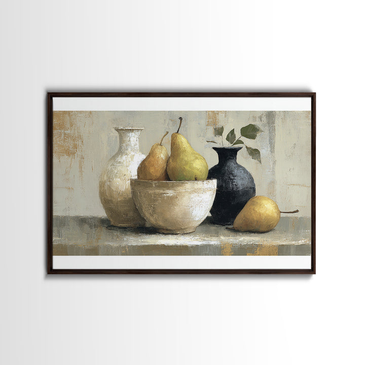 Classic Pear Still Life for Cozy Hospitality Canvas Print, Guest Bedroom Art, Cat Wall Art, Bedroom Decor, Fine Art, Guest, GBA-3x2-48