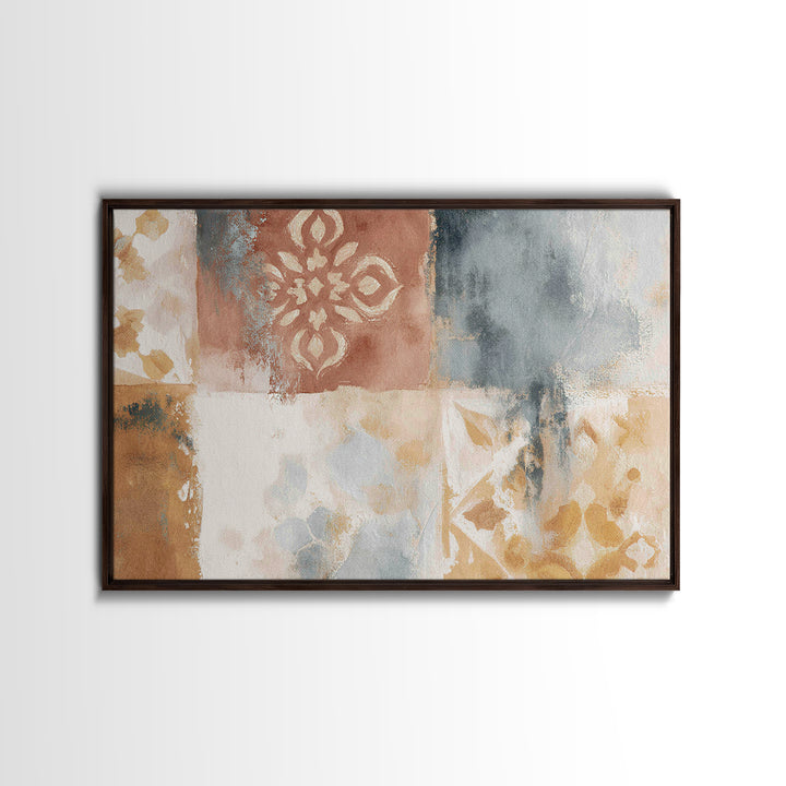 Warm Terracotta Shapes Framed Canvas Print, Guest Bedroom Art, Living Room Decor, Bedroom Decor, Guest, Farmhouse Wall Art, GBA-3x2-74