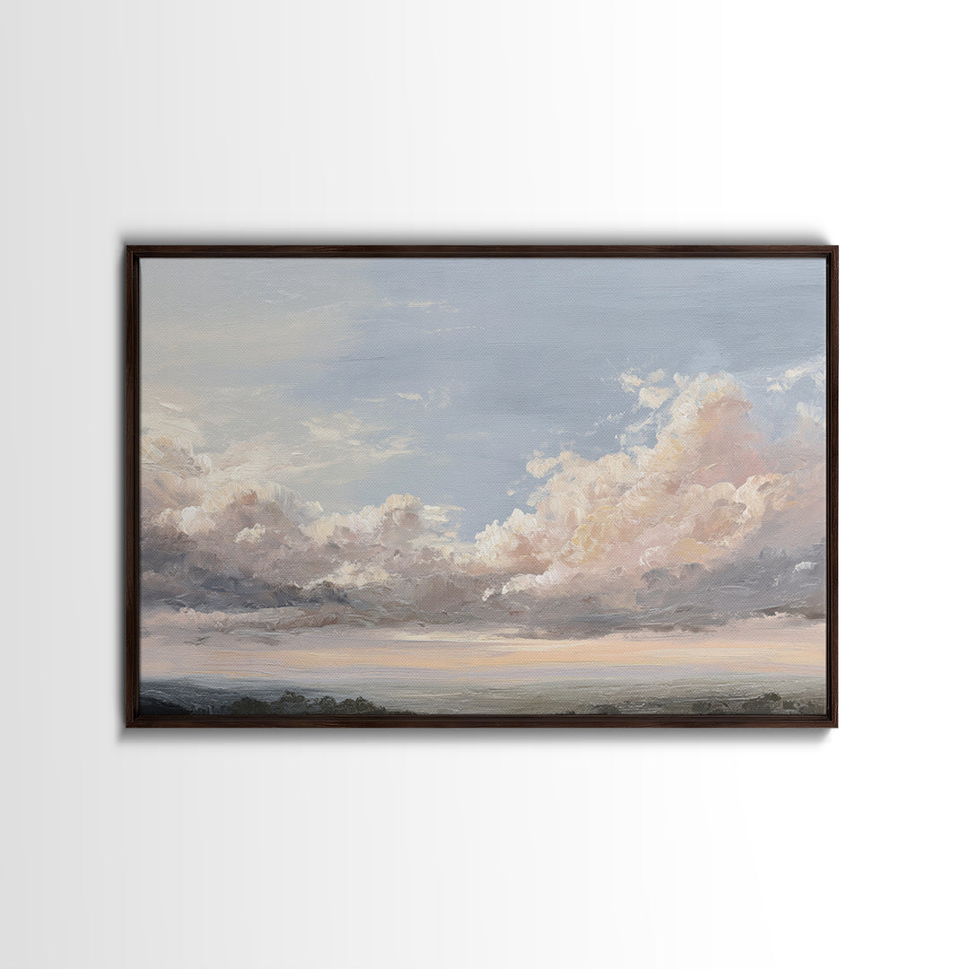 Romantic Cloudscape in Blush and Ivory Framed Canvas Print, Guest Bedroom Art, Fine Art Print, Bedroom Decor, Fine Art, Guest, GBA-3x2-87