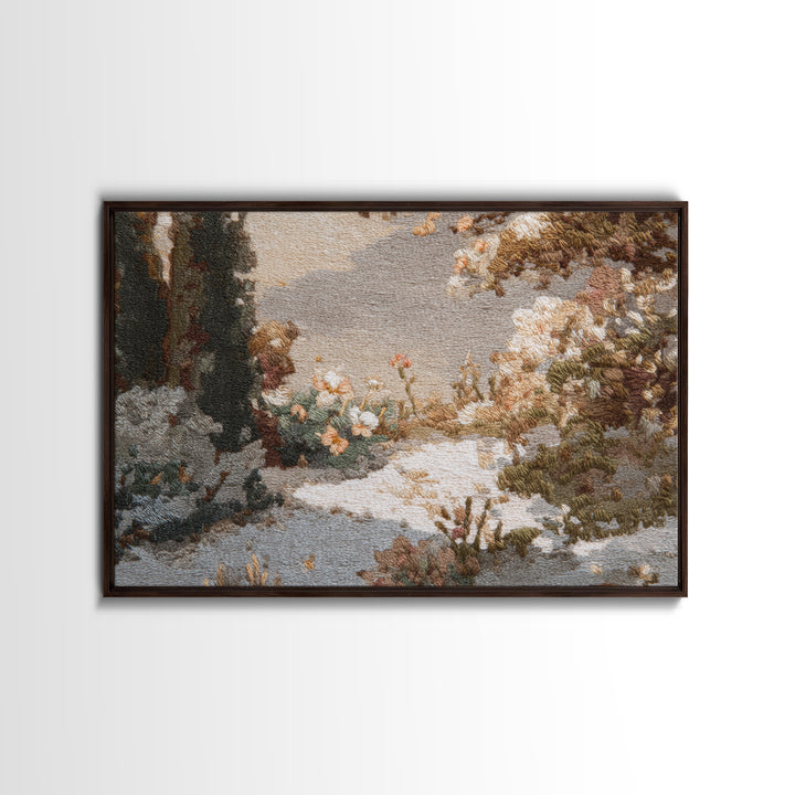 Sunlit Meadow with Delicate Flowers Framed Canvas Print, Guest Bedroom Art, Poster, Bedroom Decor, Watercolor Art, Guest, GBA-3x2-91