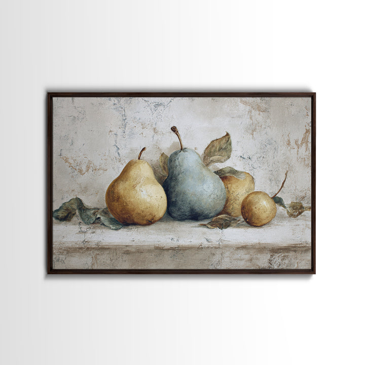 Classic Pear Still Life for Cozy Hospitality Framed Canvas Print, Guest Bedroom Art, Art Print, Bedroom Decor, Fine Art, Guest, GBA-3x2-96