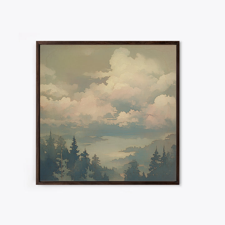 Romantic Cloudscape with Blush and Cream Tones Canvas Print, General Fine Art, Large Wall Art, Living Room Decor, Fine Art, GEN-1x1-18