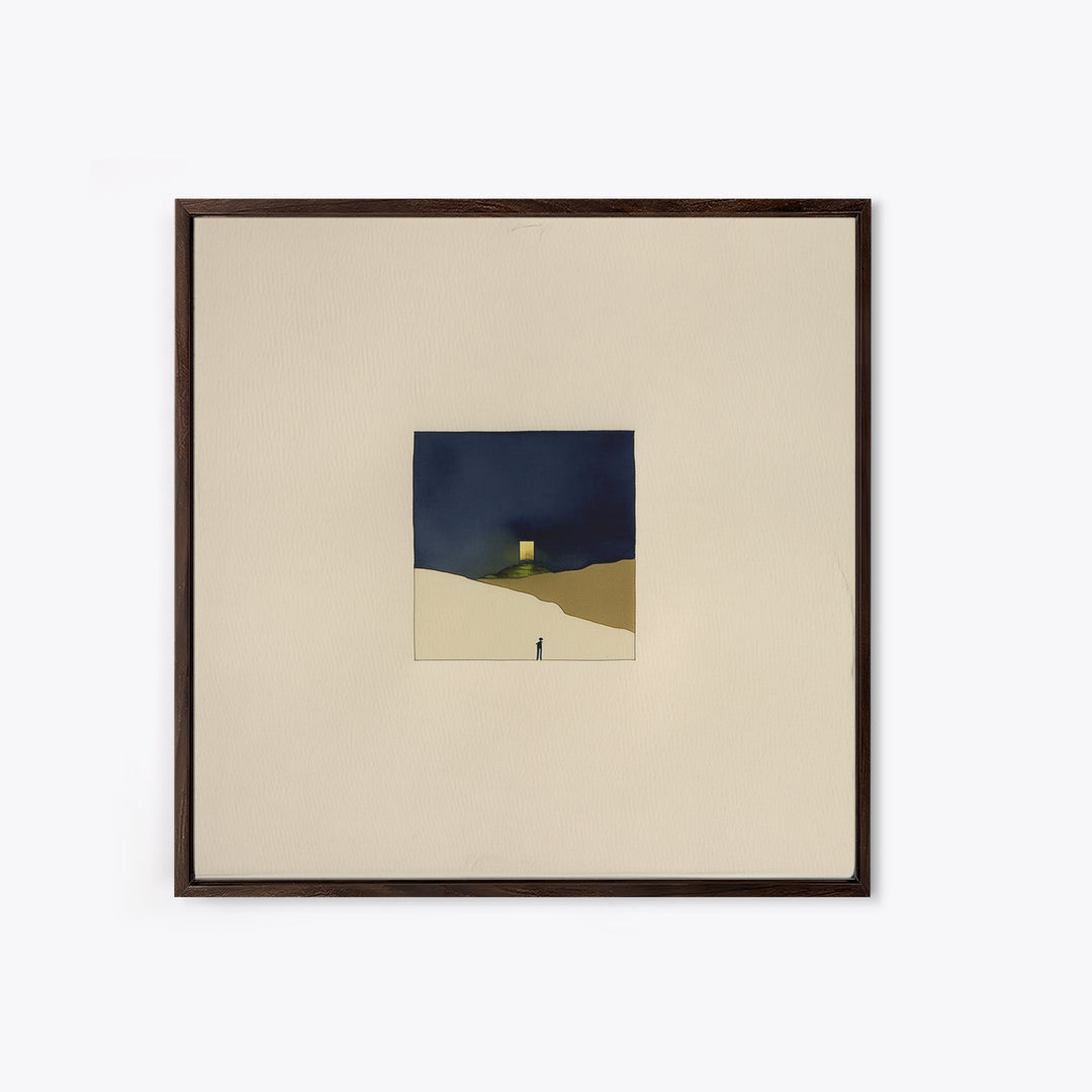 Minimal Black Line Figure on Textured Paper Canvas Print, General Fine Art, Original Painting, Living Room Decor, GEN-1x1-27