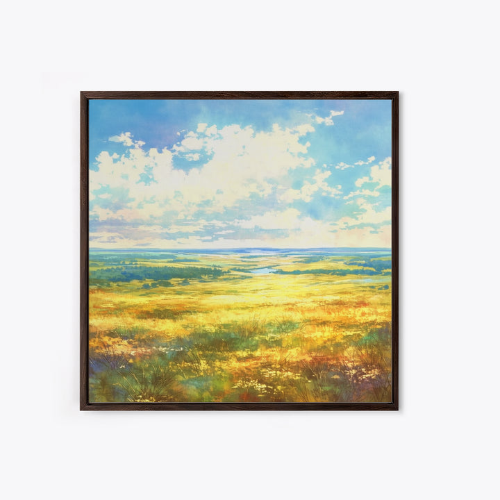 Sunlit Meadow with Loose Impressionist Brushwork Canvas Print, General Fine Art, Gallery Decor, Living Room Decor, GEN-1x1-38