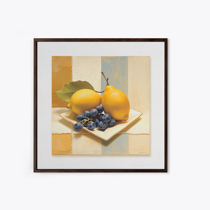 Simple Still Life of Fruit and Linen Framed Canvas Print, General Fine Art, Room Decor, Living Room Decor, Abstract Art, GEN-1x1-40