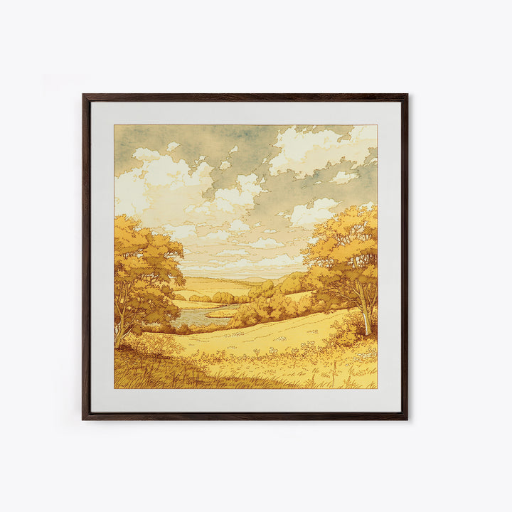 Elegant Ink Wash Landscape Framed Canvas Print, General Fine Art, Art Print, Living Room Decor, Watercolor Art, GEN-1x1-44