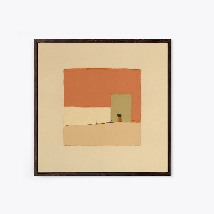 Minimal Black Line Figure on Textured Paper Canvas Print, General Fine Art, Bedroom Decor, Living Room Decor, GEN-1x1-51