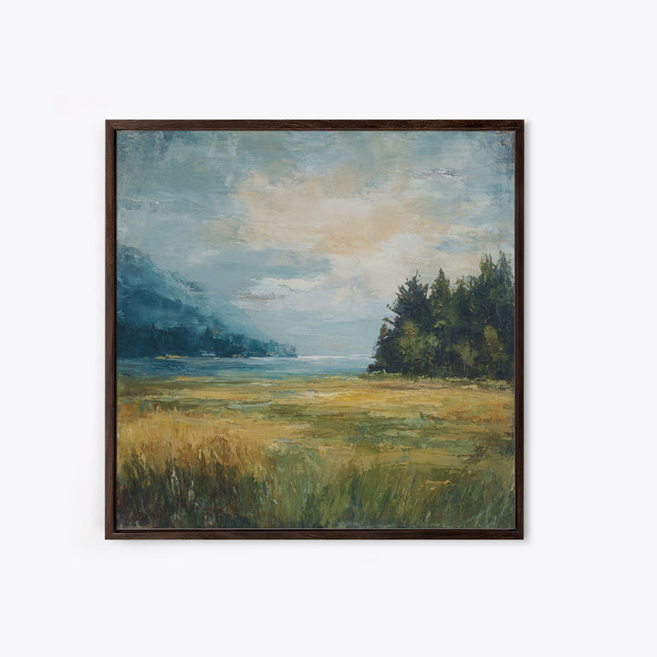 Sunlit Meadow with Loose Impressionist Brushwork Canvas Print, General Fine Art, Gallery Decor, Living Room Decor, GEN-1x1-62