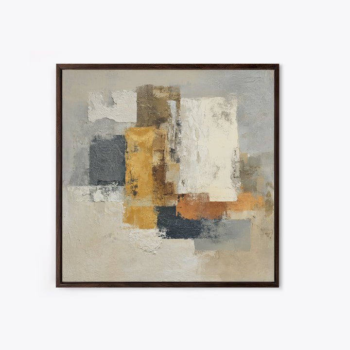 Earthy Plaster Texture Abstract Framed Canvas Print, General Fine Art, Neutral Decor, Living Room Decor, Fine Art, GEN-1x1-63