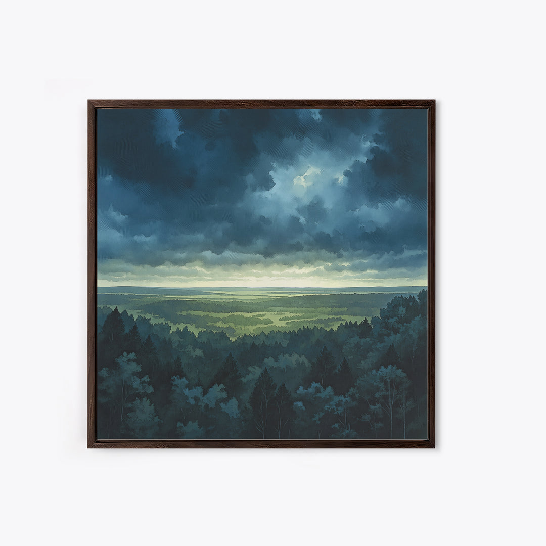 Moody Forest Clearing Framed Canvas Print, General Fine Art, Digital Prints, Living Room Decor, Oil Painting, GEN-1x1-8