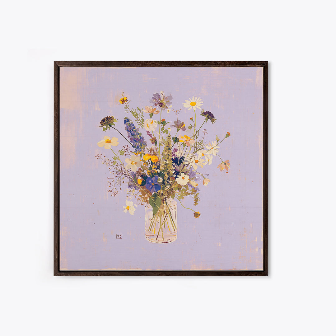 Classic Oil Painted Vase of Wildflowers Canvas Print, General Fine Art, Fine Art Print, Living Room Decor, Watercolor Art, GEN-1x1-95