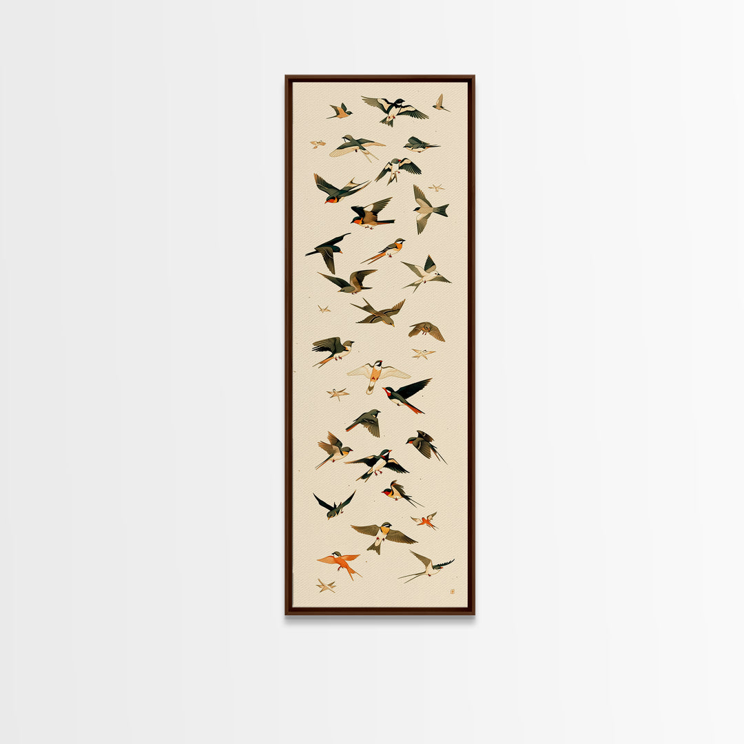 Minimal Birds in Flight over an Open Canvas Print, General Fine Art, Art Nouveau, Living Room Decor, Fine Art, GEN-1x3-10