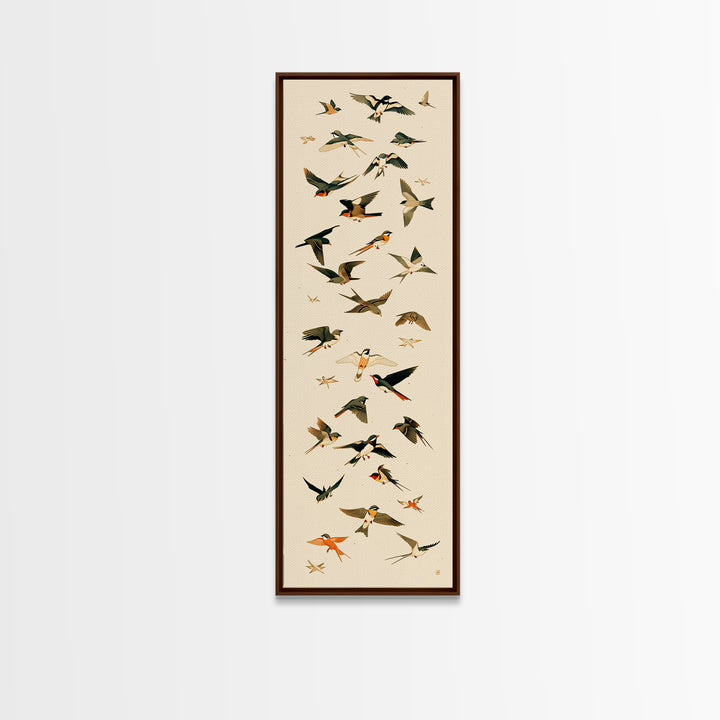 Minimal Birds in Flight over an Open Canvas Print, General Fine Art, Art Nouveau, Living Room Decor, Fine Art, GEN-1x3-10