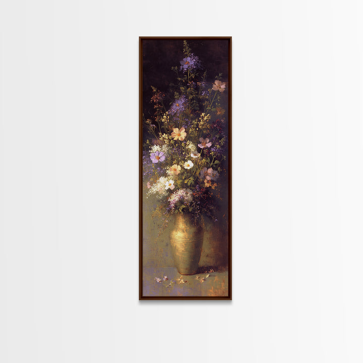 Classic Oil Painted Vase of Wildflowers Canvas Print, General Fine Art, Mid Century Modern, Living Room Decor, Fine Art, GEN-1x3-11