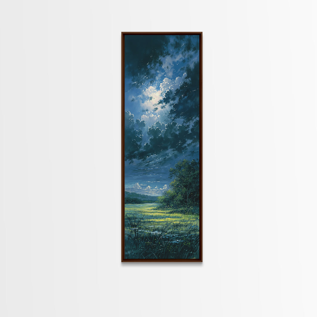 Sunlit Meadow with Loose Impressionist Brushwork Canvas Print, General Fine Art, Canvas Art, Living Room Decor, Fine Art, GEN-1x3-2