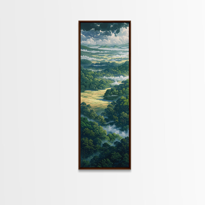 Moody Forest Clearing Framed Canvas Print, General Fine Art, Poster, Living Room Decor, Fine Art, Wall Art Prints, GEN-1x3-20