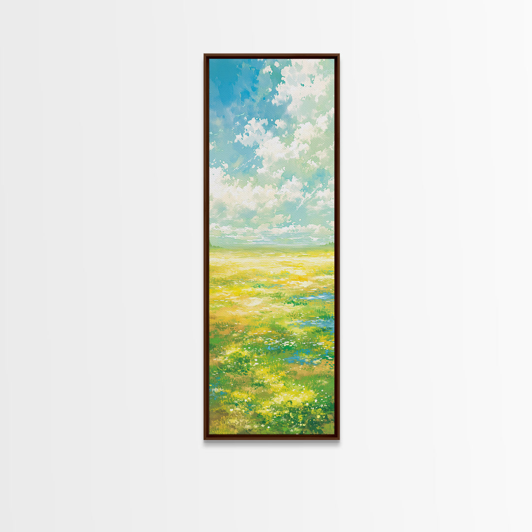 Sunlit Meadow with Loose Impressionist Brushwork Canvas Print, General Fine Art, Canvas Art, Living Room Decor, Fine Art, GEN-1x3-26