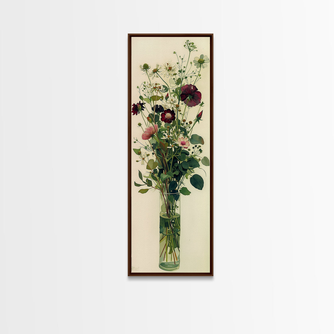 Classic Oil Painted Vase of Wildflowers Canvas Print, General Fine Art, Art Print, Living Room Decor, Fine Art, GEN-1x3-35