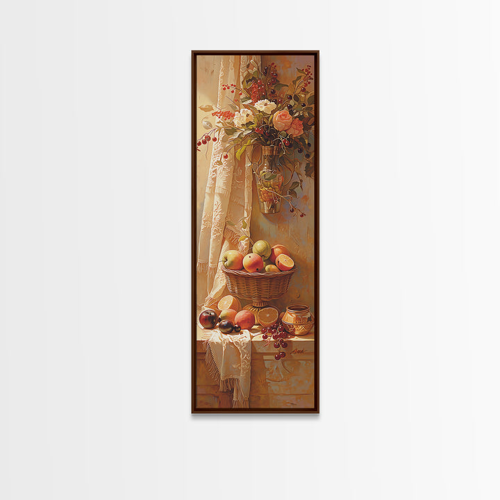 Simple Still Life of Fruit and Linen Framed Canvas Print, General Fine Art, Minimalist Decor, Living Room Decor, Fine Art, GEN-1x3-4