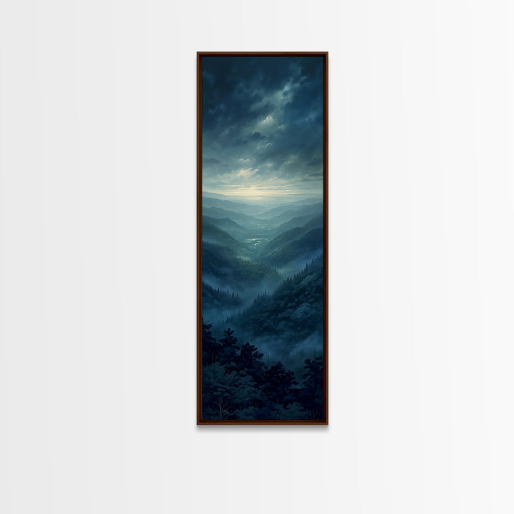 Misty Mountain Valley Canvas Print, General Fine Art, Printable, Living Room Decor, Oil Painting, Framed Wall Art, GEN-1x3-40