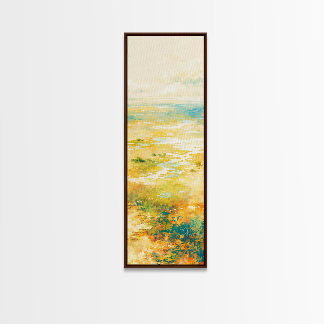 Quiet Abstract Landscape Framed Canvas Print, General Fine Art, Art, Living Room Decor, Fine Art, Mid Century Modern, GEN-1x3-61