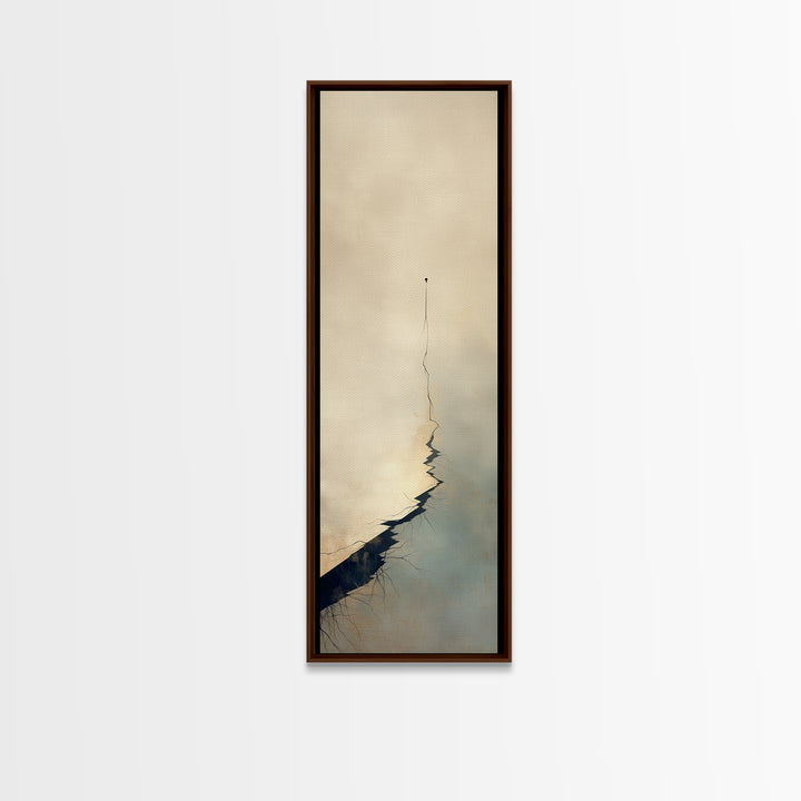Minimal Black Line Figure on Textured Paper Canvas Print, General Fine Art, Bedroom Decor, Living Room Decor, Oil Painting, GEN-1x3-63