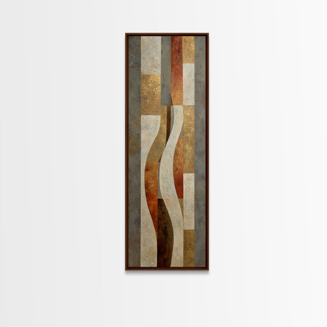 Earthy Plaster Texture Abstract Framed Canvas Print, General Fine Art, Neutral Decor, Living Room Decor, Fine Art, GEN-1x3-75