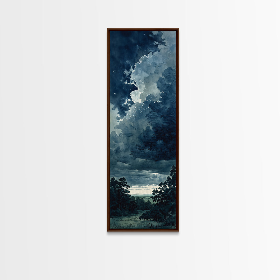 Elegant Ink Wash Landscape Framed Canvas Print, General Fine Art, Contemporary Art, Living Room Decor, Fine Art, GEN-1x3-8