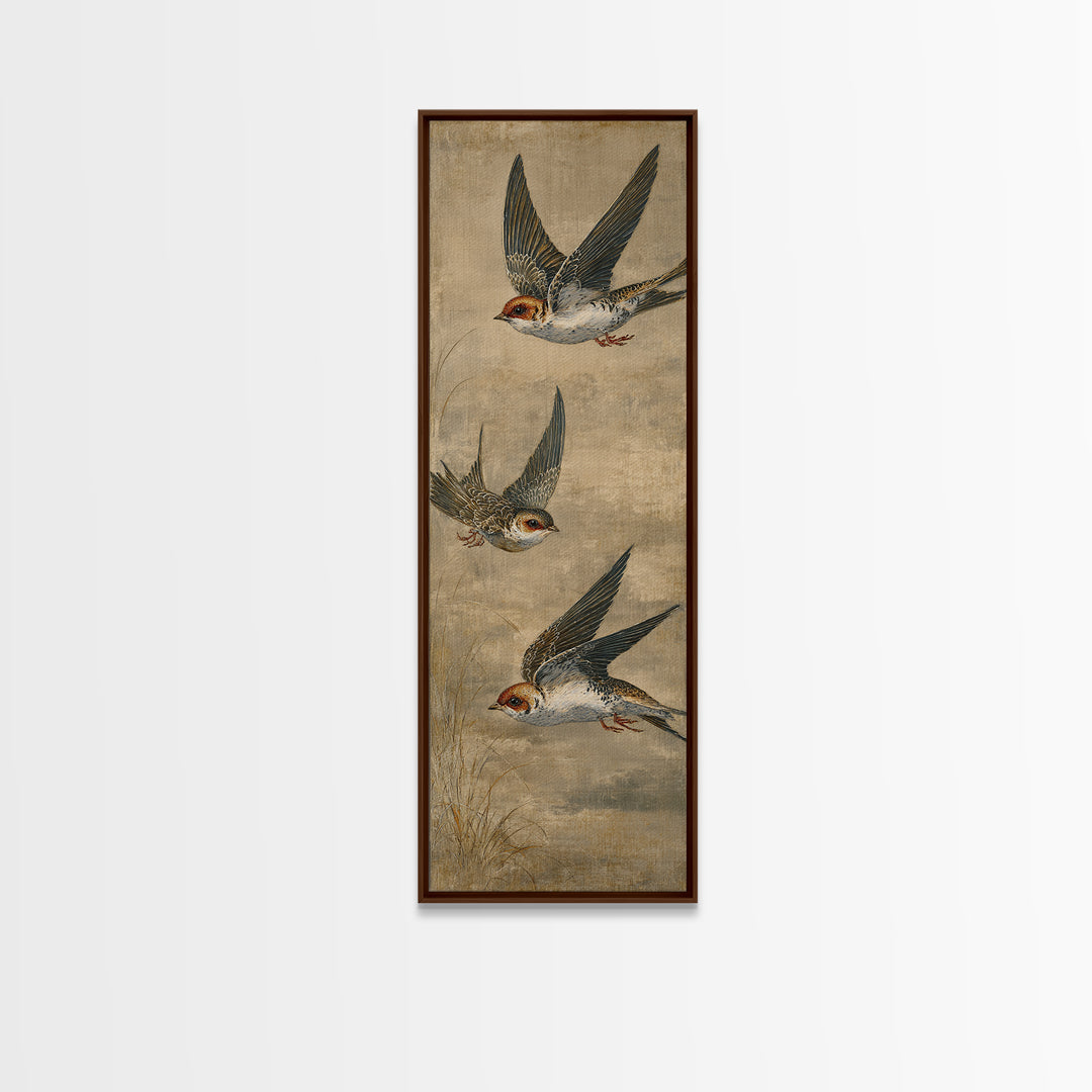 Minimal Birds in Flight over an Open Canvas Print, General Fine Art, Boho Decor, Living Room Decor, Oil Painting, GEN-1x3-82