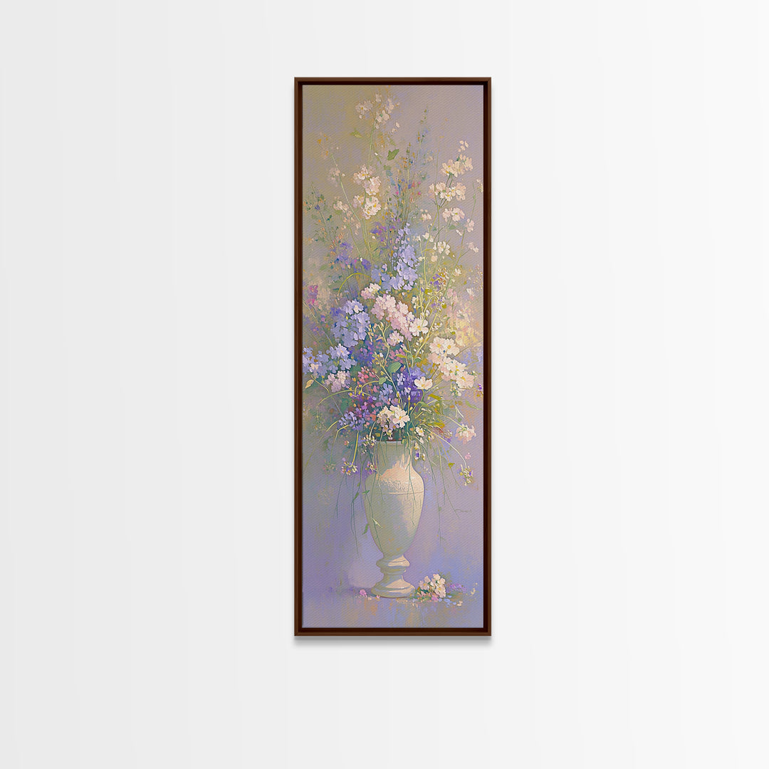 Classic Oil Painted Vase of Wildflowers Framed Canvas Print, General Fine Art, Canvas Art, Living Room Decor, Watercolor Art, GEN-1x3-83