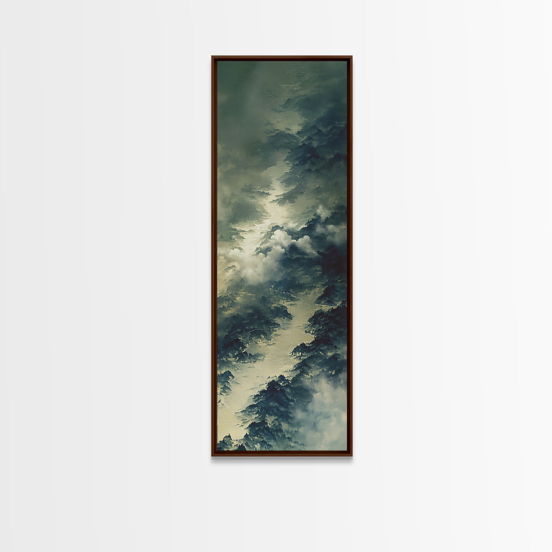 Quiet Abstract River Shape Framed Canvas Print, General Fine Art, Original Painting, Living Room Decor, Fine Art, GEN-1x3-84