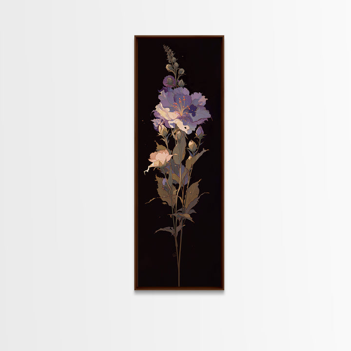Single Sculptural Flower on a Dark Ground Canvas Print, General Fine Art, Painting, Living Room Decor, Fine Art, GEN-1x3-93
