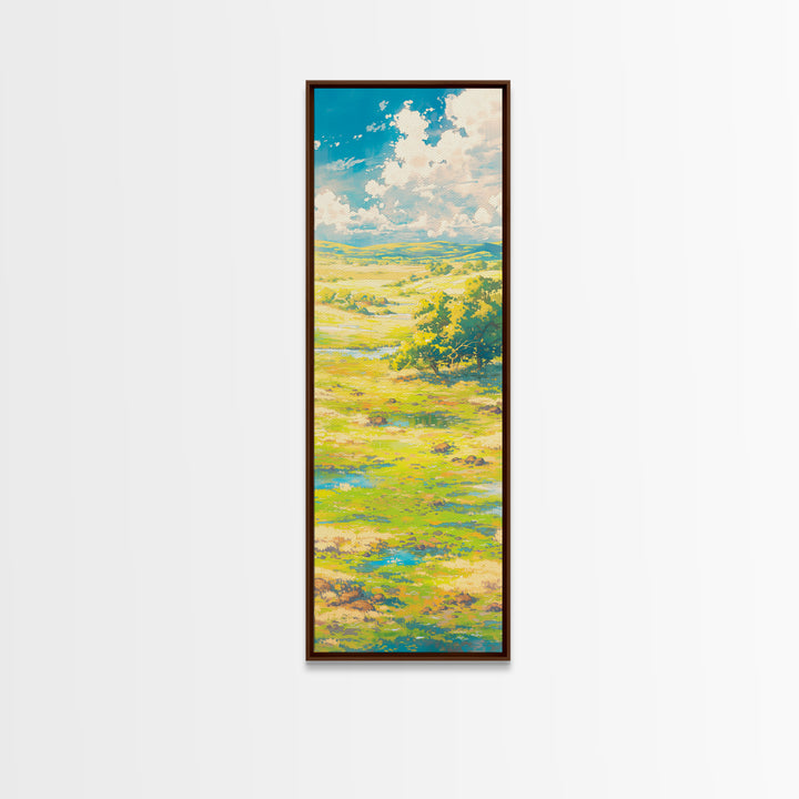 Sunlit Meadow with Loose Impressionist Brushwork Canvas Print, General Fine Art, Textured Painting, Living Room Decor, GEN-1x3-98