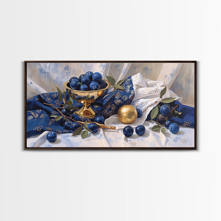 Simple Still Life of Fruit and Linen Canvas Print, General Fine Art, Home Decor, Living Room Decor, Abstract Art, GEN-2x1-36