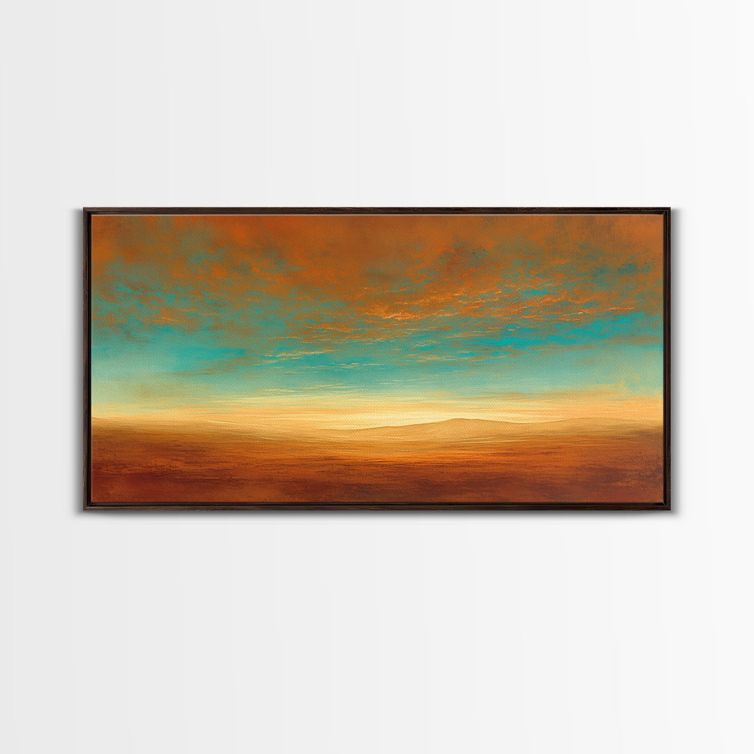 Serene Desert Horizon Framed Canvas Print, General Fine Art, Wall Decor, Living Room Decor, Fine Art, Original Painting, GEN-2x1-37