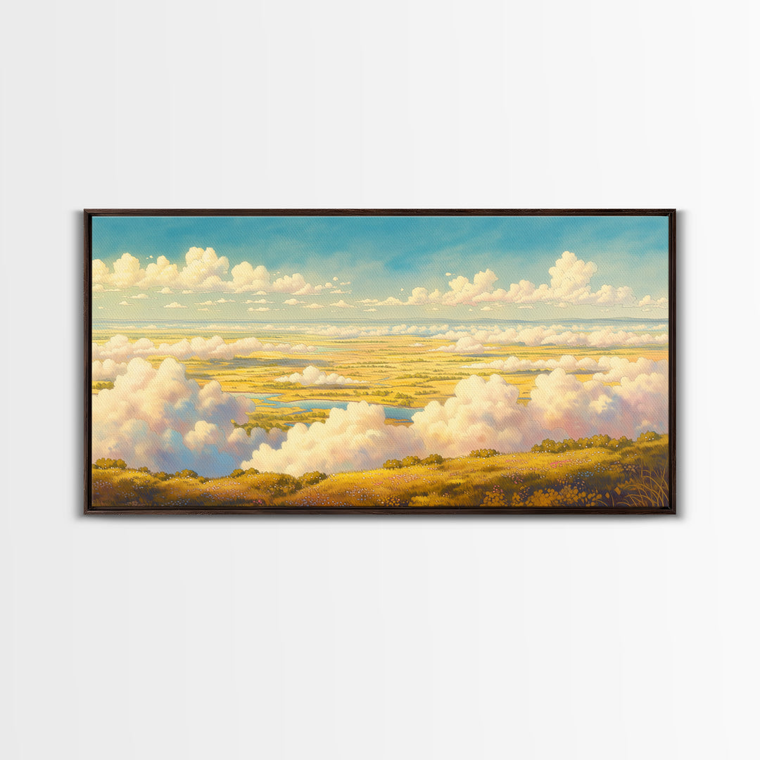 Romantic Cloudscape with Blush and Cream Tones Canvas Print, General Fine Art, Luxury Decor, Living Room Decor, GEN-2x1-38