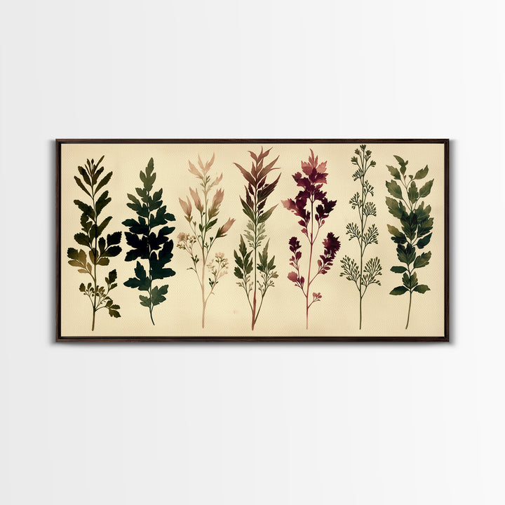 Botanical Silhouette Series Canvas Print, General Fine Art, Painting, Living Room Decor, Fine Art, Oil Painting, GEN-2x1-41