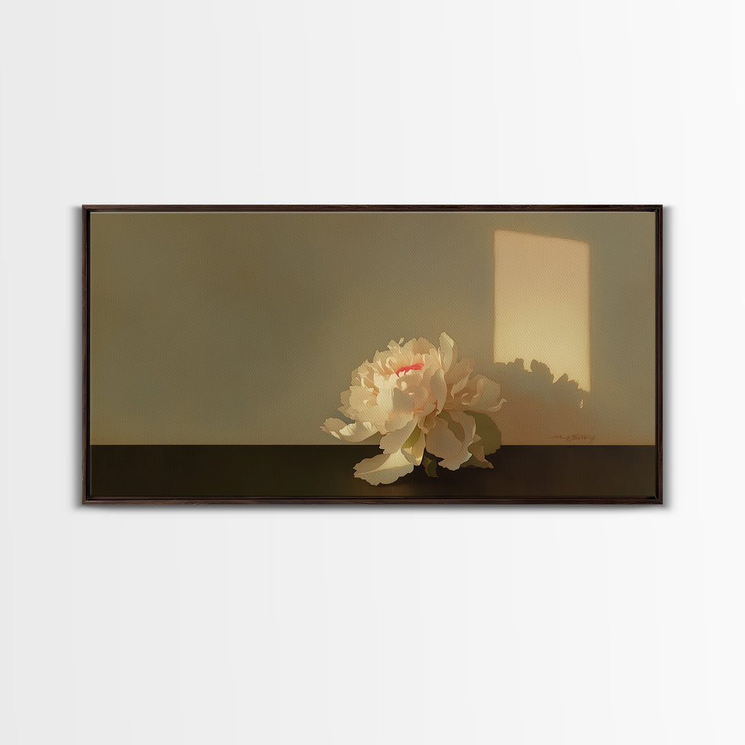 Single Sculptural Flower on a Dark Ground Canvas Print, General Fine Art, Canvas, Living Room Decor, Watercolor Art, GEN-2x1-53