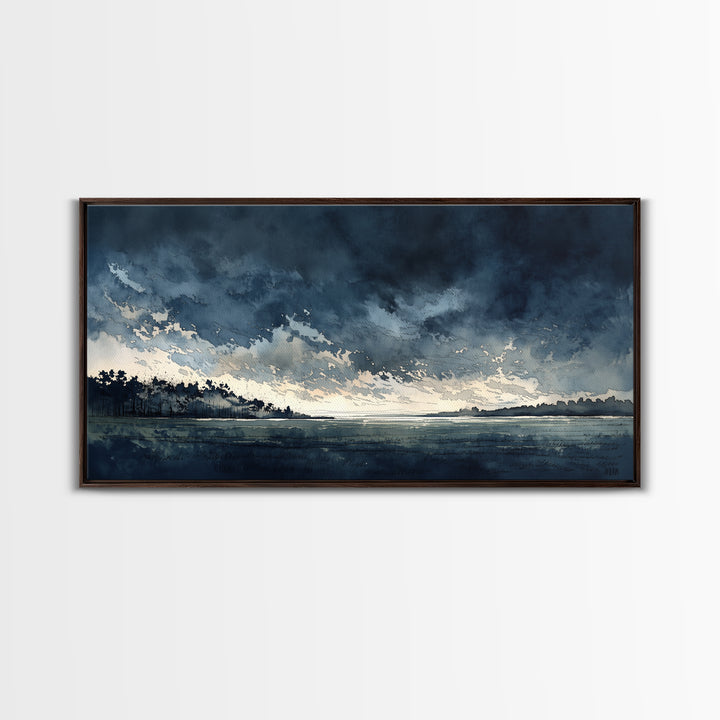 Elegant Ink Wash Landscape Canvas Print, General Fine Art, Digital Prints, Living Room Decor, Oil Painting, Large Wall Art, GEN-2x1-64