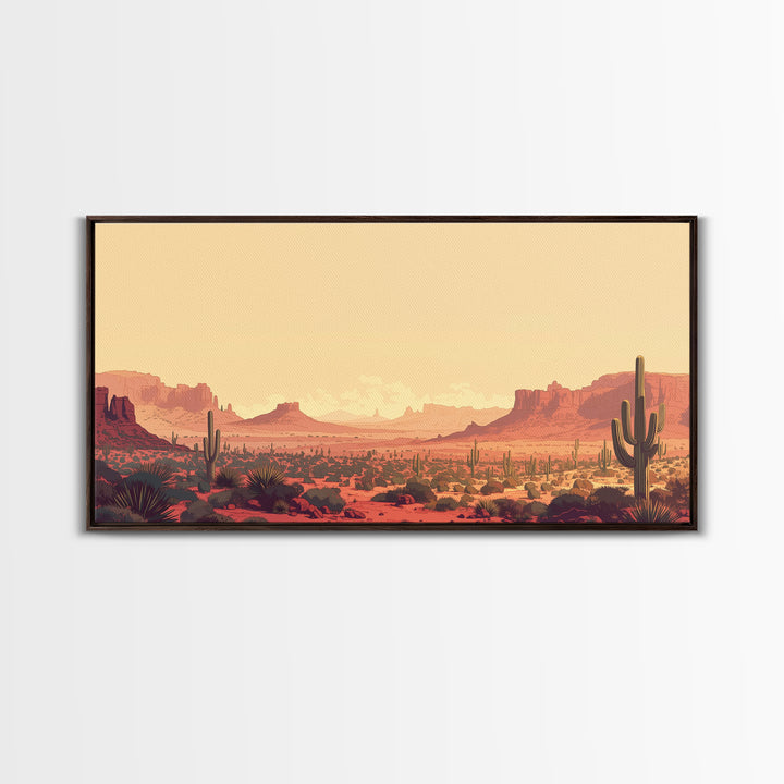 Serene Desert Horizon Framed Canvas Print, General Fine Art, Mid Century Modern, Living Room Decor, Fine Art, GEN-2x1-85