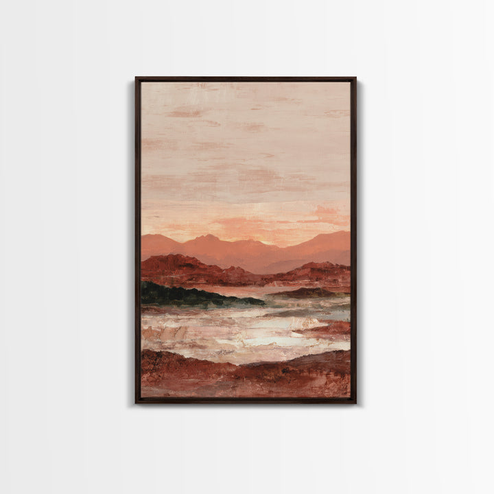 Serene Desert Horizon Framed Canvas Print, General Fine Art, Digital Prints, Living Room Decor, Oil Painting, GEN-2x3-1